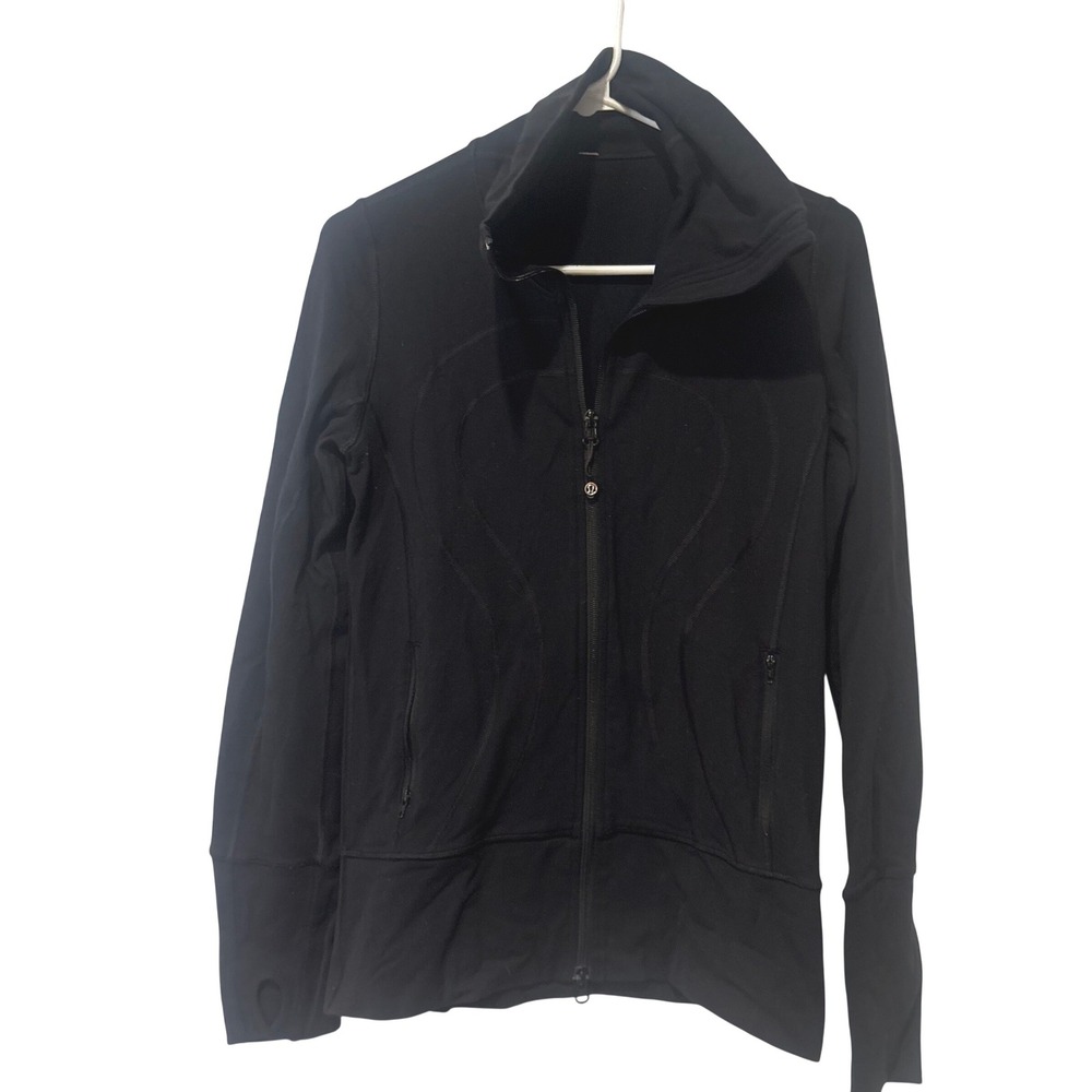 Lululemon Define Jacket Women 6 Black Luon Full Zip Thumbholes Slim Fit Active